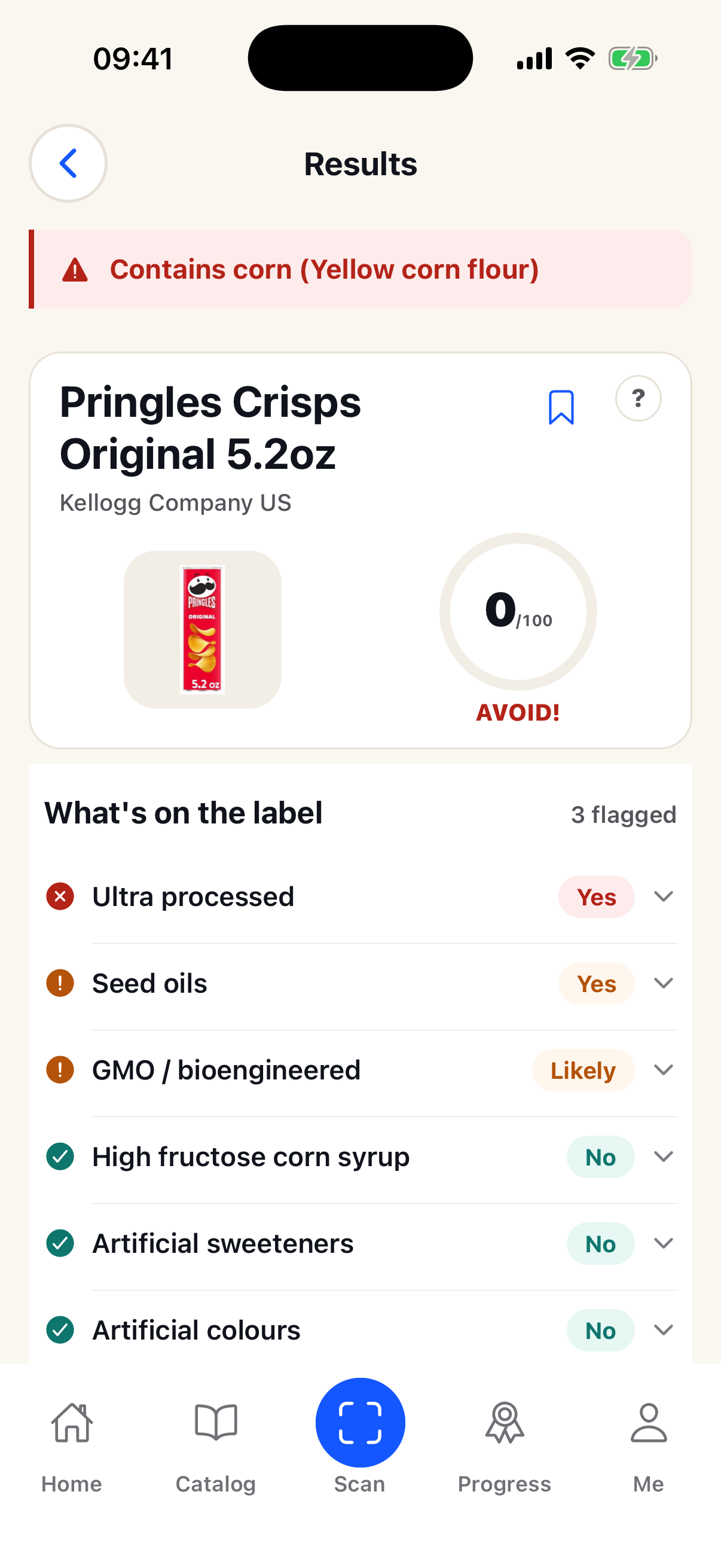 App update preview · Corn preference selected