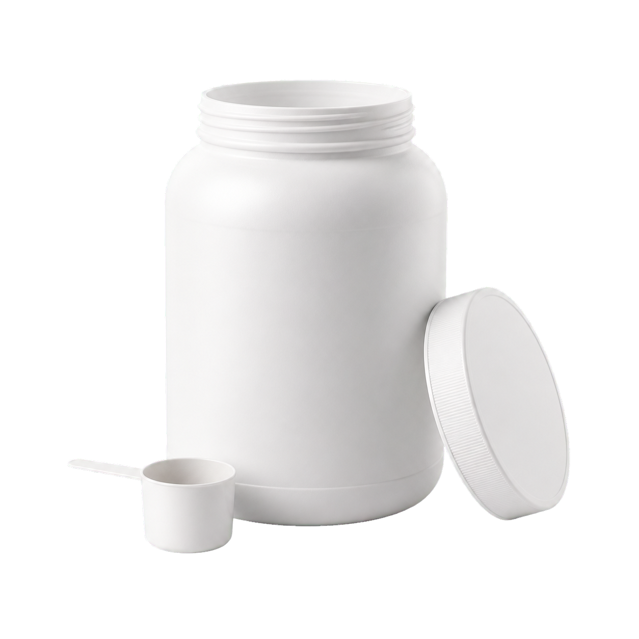 White protein powder container